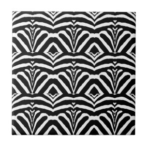 ZEBRA RÄNDER FÖR! (en svart- & vitdesign) ~ Kakelplatta
