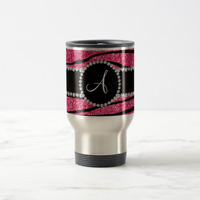 Zebra ränder för Monogramrosaglitter cirklar Resemugg (Center)