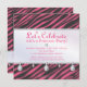 Zebra ränder för Princess Festa i rosa födelsedag Inbjudningar (Front/Back)