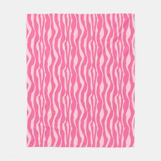 Zebra ränder - Fuchsia och ljusa rosa Fleecefilt (Framsidan)
