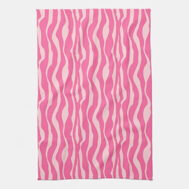 Zebra ränder - Fuchsia och ljusa rosa Kökshandduk (Vertikal)
