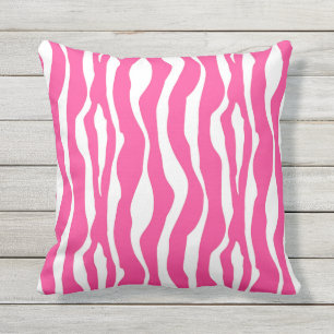 Zebra ränder - Fuchsia rosor och vit Utomhuskudde