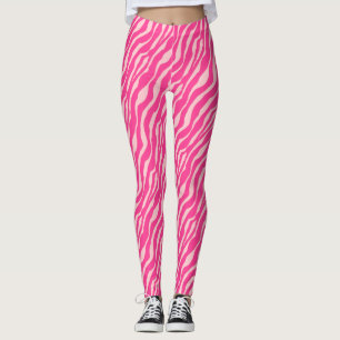 Zebra ränder - fuchsiaen och tänder - rosor leggings
