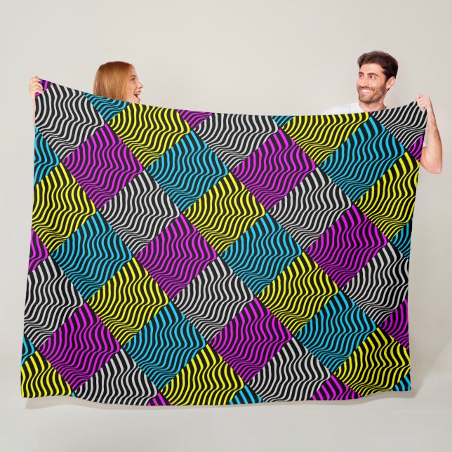 Zebra ränder - Geometric Mönster Abstrakt Art 3D Fleecefilt (På plats)
