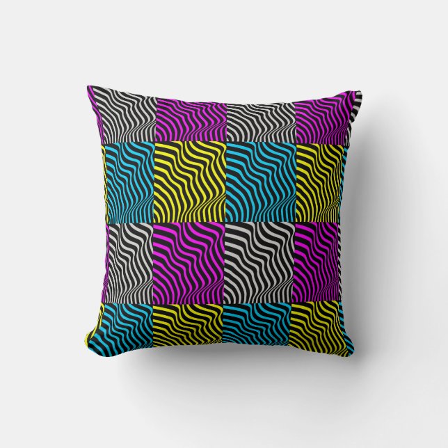 Zebra ränder - Geometric Mönster Abstrakt Art 3D Kudde (Framsida)