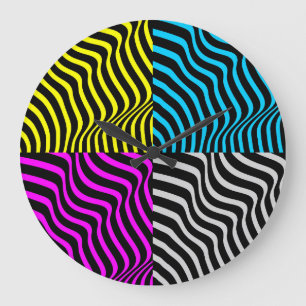 Zebra ränder - Geometric Mönster Abstrakt Art 3D Stor Klocka