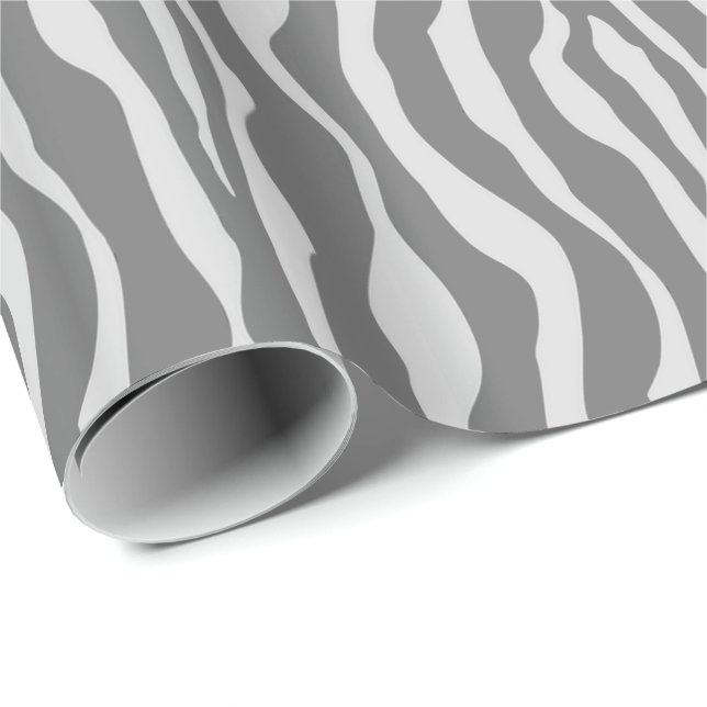 Zebra ränder - Gråttets nyanser Presentpapper (Rullad Hörn)