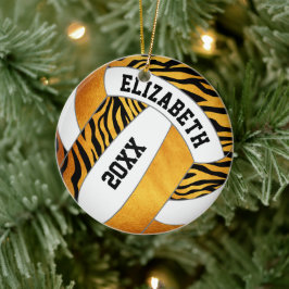 zebra ränder guld orange personlig volleyball julgransprydnad keramik