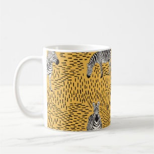 Zebra ränder: handdragen, sömlös bakgrund. kaffemugg