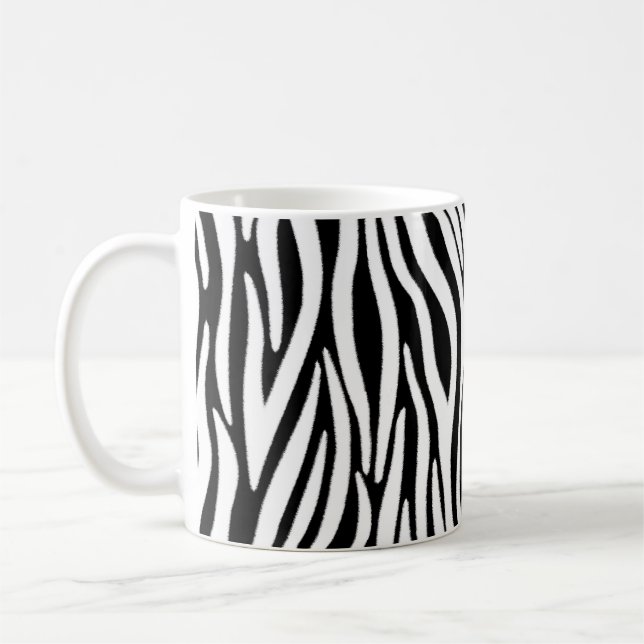Zebra ränder i Svarta och vita Päls Kaffemugg (Vänster)
