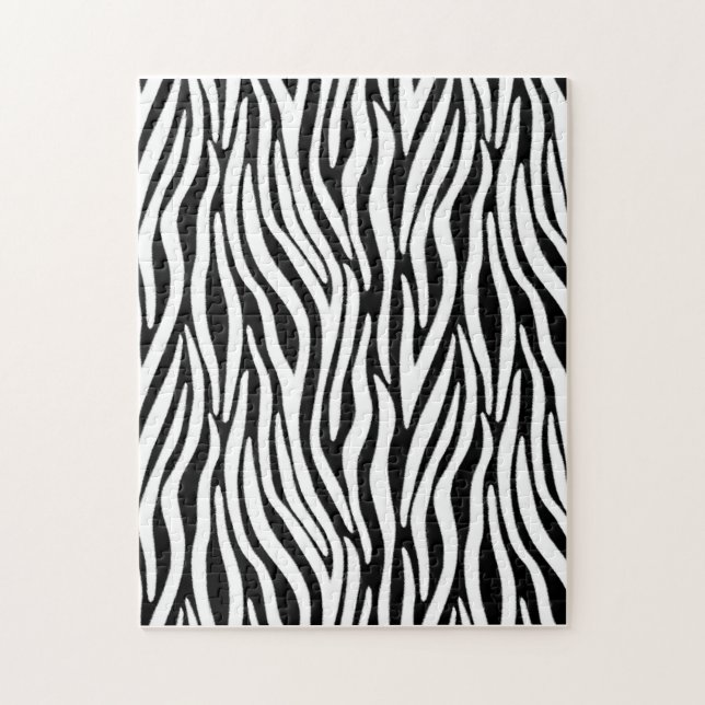 Zebra ränder i Svarta och vita Päls Pussel (Vertikal)