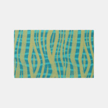 Zebra ränder i Teal Grönt och Mustard