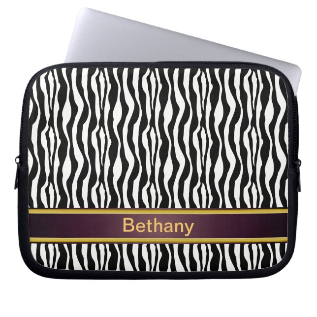 Zebra ränder laptop sleeve (Framsidan)