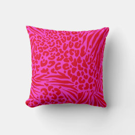 Zebra ränder Leopard Rosa Red Vild Animal Kudde