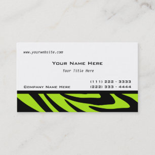Zebra ränder Lime Green Visitkort