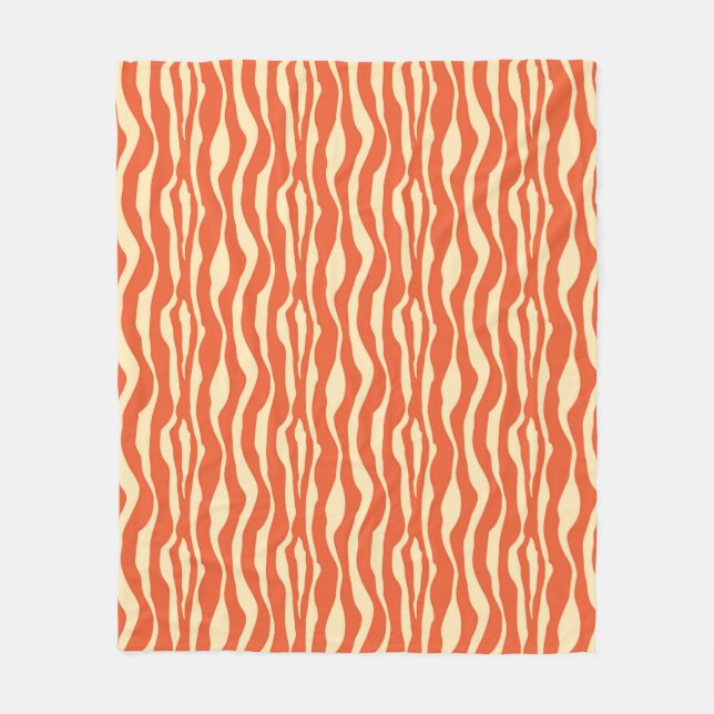 Zebra ränder - Mandarin och lätt orange Fleecefilt (Framsidan)