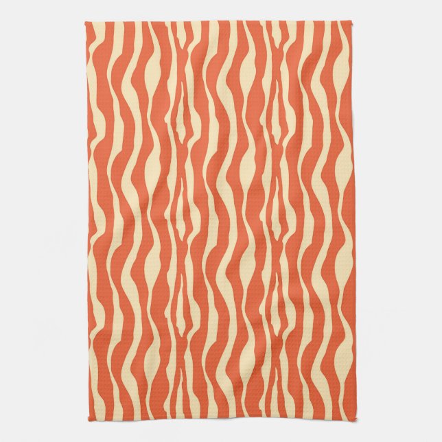 Zebra ränder - Mandarin och lätt orange Kökshandduk (Vertikal)