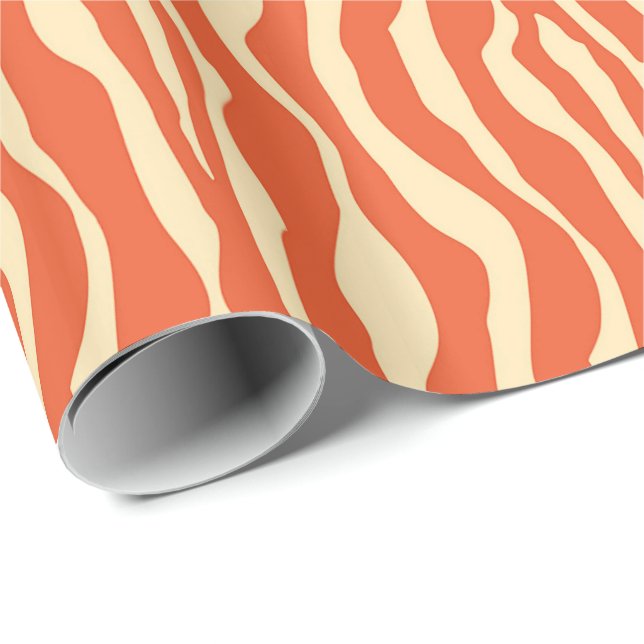 Zebra ränder - Mandarin och lätt orange Presentpapper (Rullad Hörn)