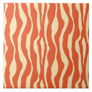 Zebra ränder - mandarinen och tänder - orange kakelplatta
