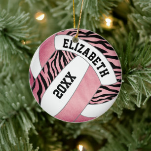 zebra ränder med ro guld personlig volleyball julgransprydnad keramik
