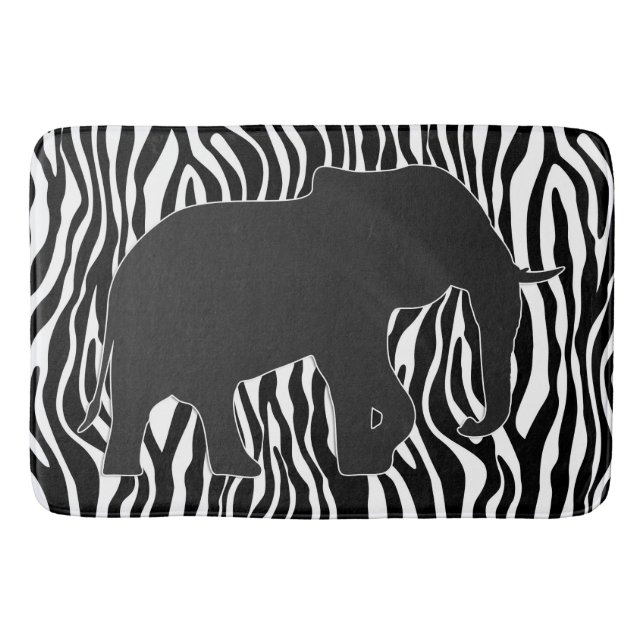 Zebra ränder Mönster med Elephant + dina idéer Badrumsmatta (Framsidan)