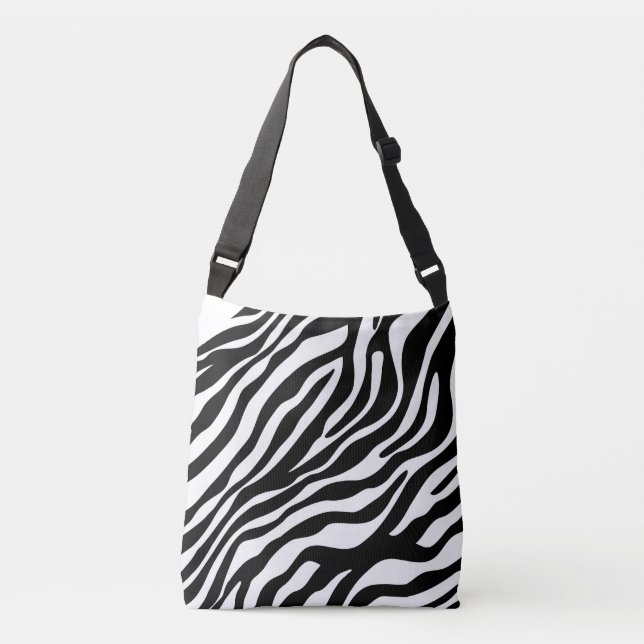 Zebra ränder mönster svartvitt + dina idéer axelväska (Framsida)