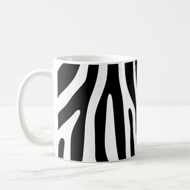 Zebra ränder mönster svartvitt + dina idéer kaffemugg (Vänster)