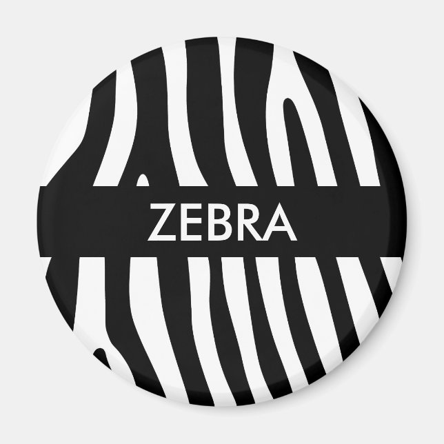 Zebra ränder mönster svartvitt + dina idéer magnet (Framsidan)