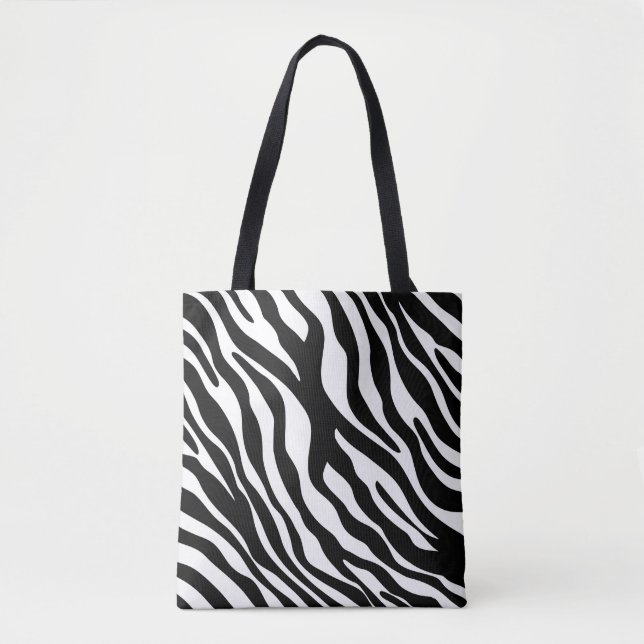 Zebra ränder mönster svartvitt + dina idéer tygkasse (Framsida)