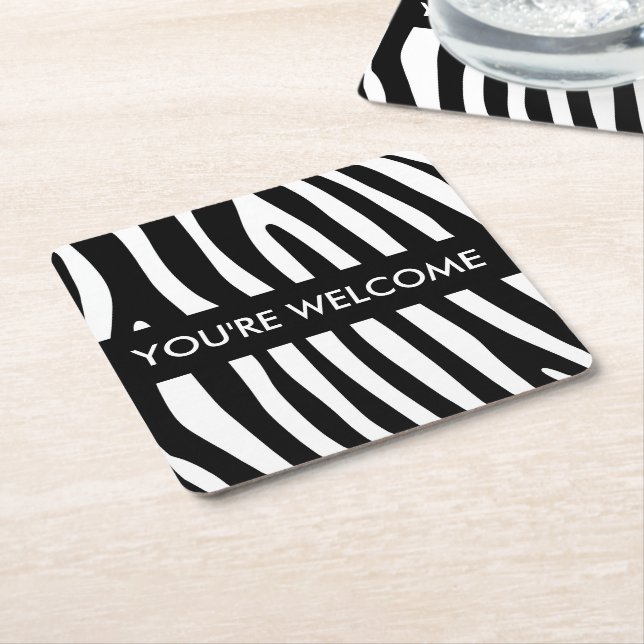Zebra ränder mönster svartvitt + dina idéer underlägg papper kvadrat (Vinklad)