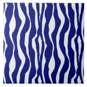 Zebra ränder - mörk koboltblått och vit kakelplatta