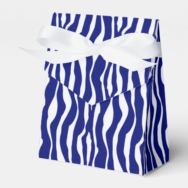 Zebra ränder - Mörk Koboltblått och vitt Presentaskar (Framsidan Sidan)