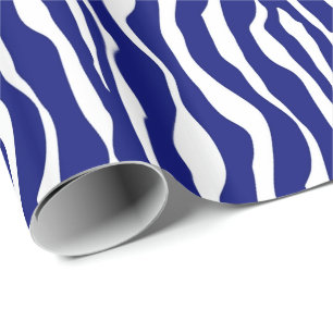 Zebra ränder - Mörk Koboltblått och vitt Presentpapper