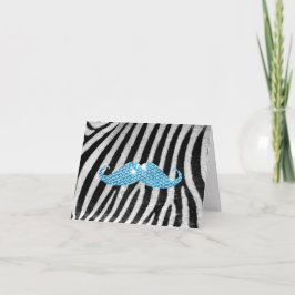 Zebra ränder och blåttBling mustasch Kort