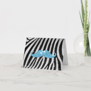 Zebra ränder och blåttBling mustasch Kort