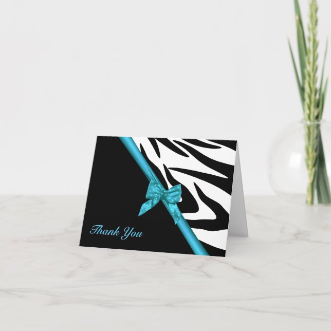 Zebra ränder och Ribbon Tackkort (Framsida)