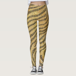 Zebra ränder på Guld Marble Struktur Leggings