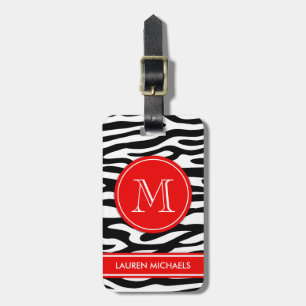 Zebra ränder personlig namn monogram bagagebricka