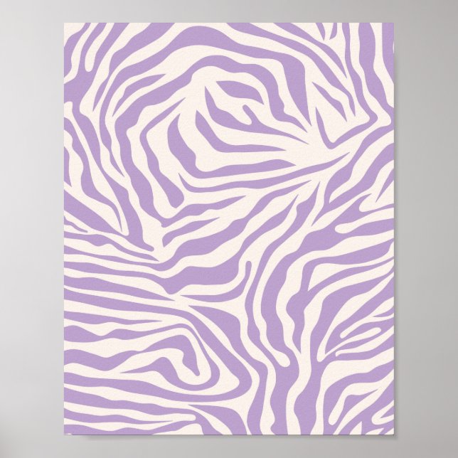 Zebra ränder Preppy Lila Vild Animal Print Poster (Framsidan)