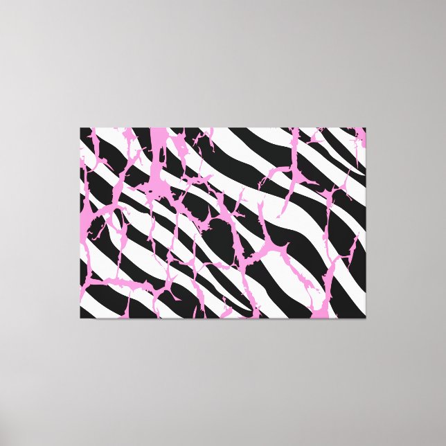 Zebra ränder Rosa Grunge Modern Canvas Art (Framsida)