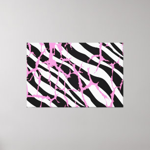 Zebra ränder Rosa Grunge Modern Canvas Art