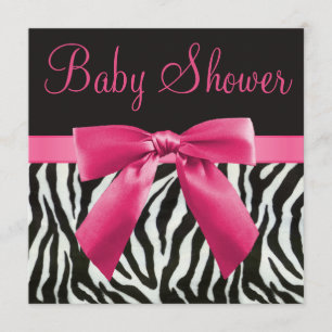 Zebra ränder & rosor skrivev ut pilbågebaby shower inbjudningar
