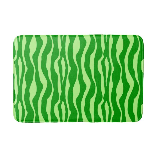 Zebra ränder - skuggor av Lime Green Badrumsmatta (Framsidan)