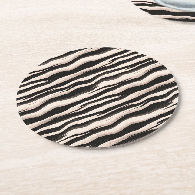 Zebra ränder sömlös struktur + dina idéer underlägg papper rund (Vinklad)