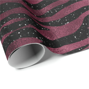 Zebra ränder svärtar Marsala glitterBurgundy Gla Presentpapper