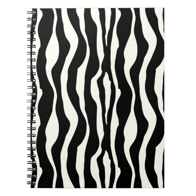 Zebra ränder - Svartvit Anteckningsbok Med Spiral (Framsidan)