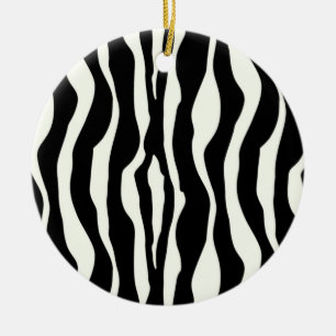Zebra ränder - Svartvit Julgransprydnad Keramik