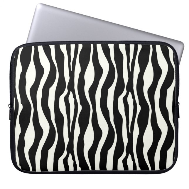 Zebra ränder - Svartvit Laptop Sleeve (Framsidan)