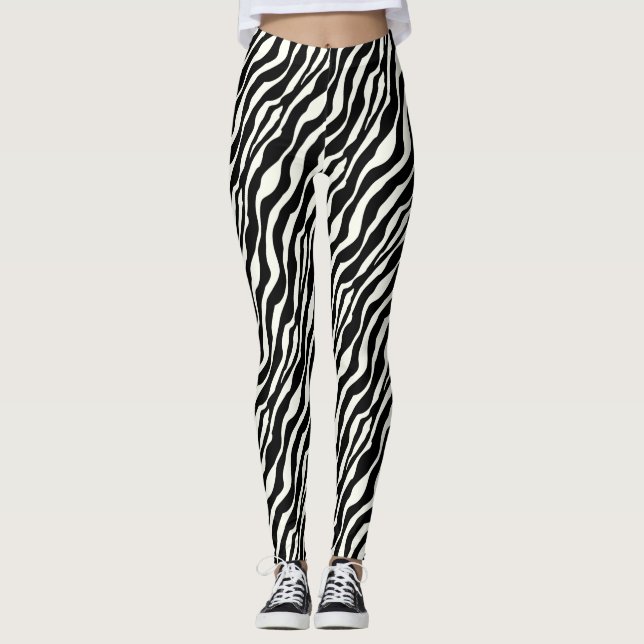 Zebra ränder - Svartvit Leggings (Framsida)