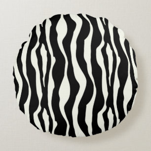 Zebra ränder - Svartvit Rund Kudde